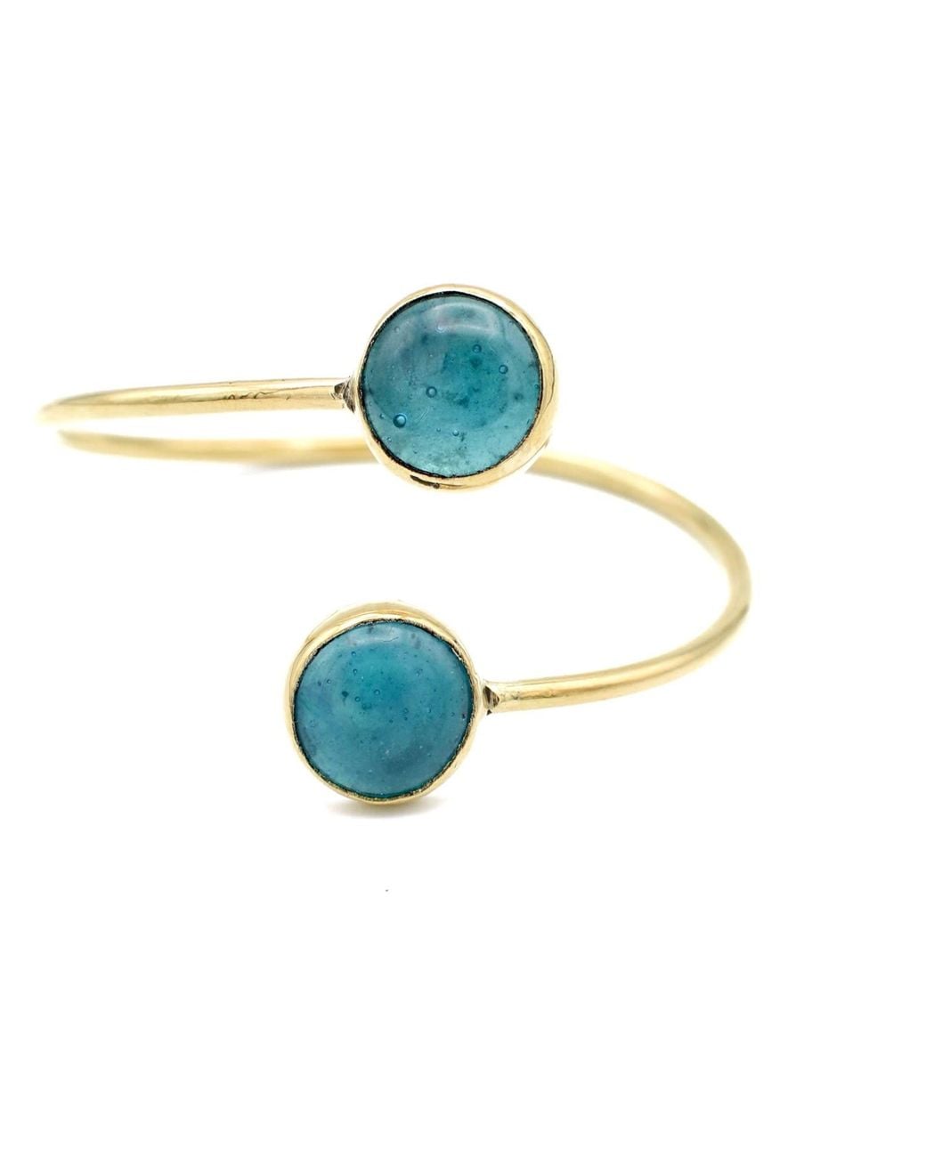 Lala Salama Blue Recycled Brass Glass Bangle