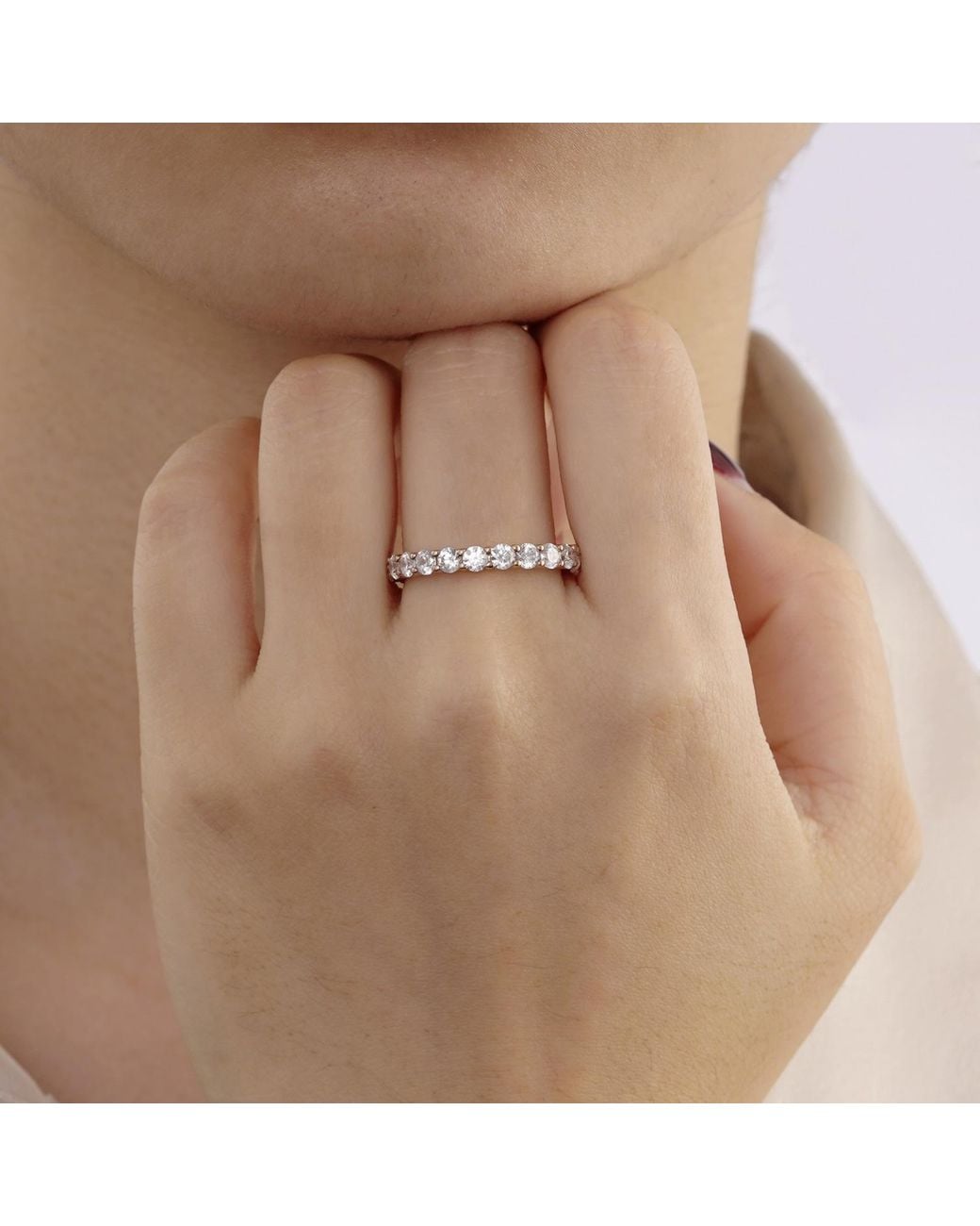 Diamonbliss Pink Two Carats Round Eternity Ring