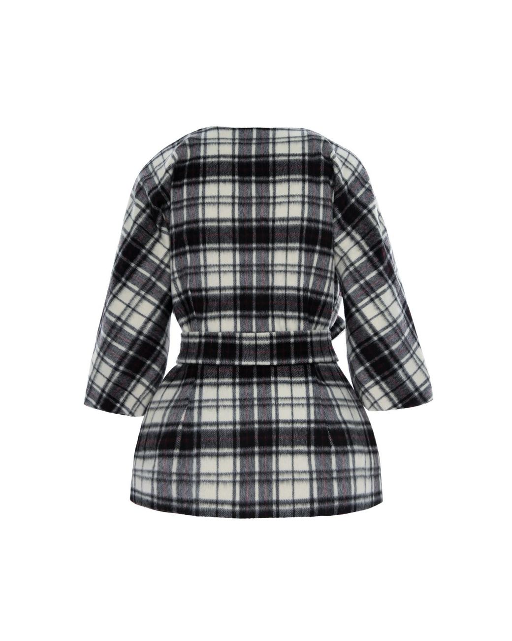 AVENUE No.29 Black Check Wool Cape With Belt