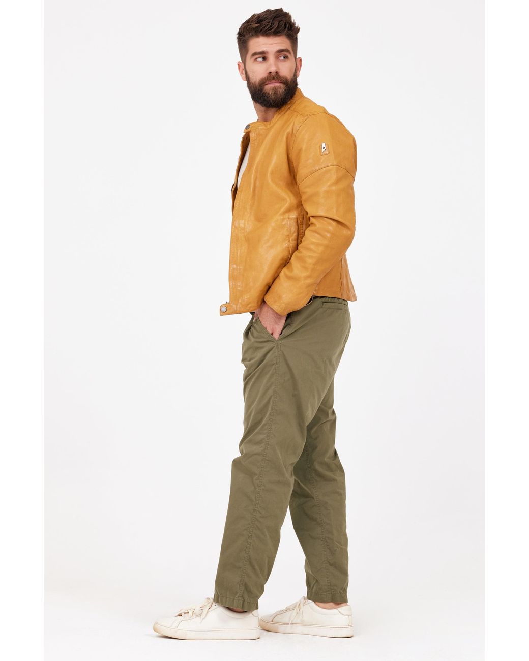Mauritius Orange Lightweight Leather Jacket Solvic for men