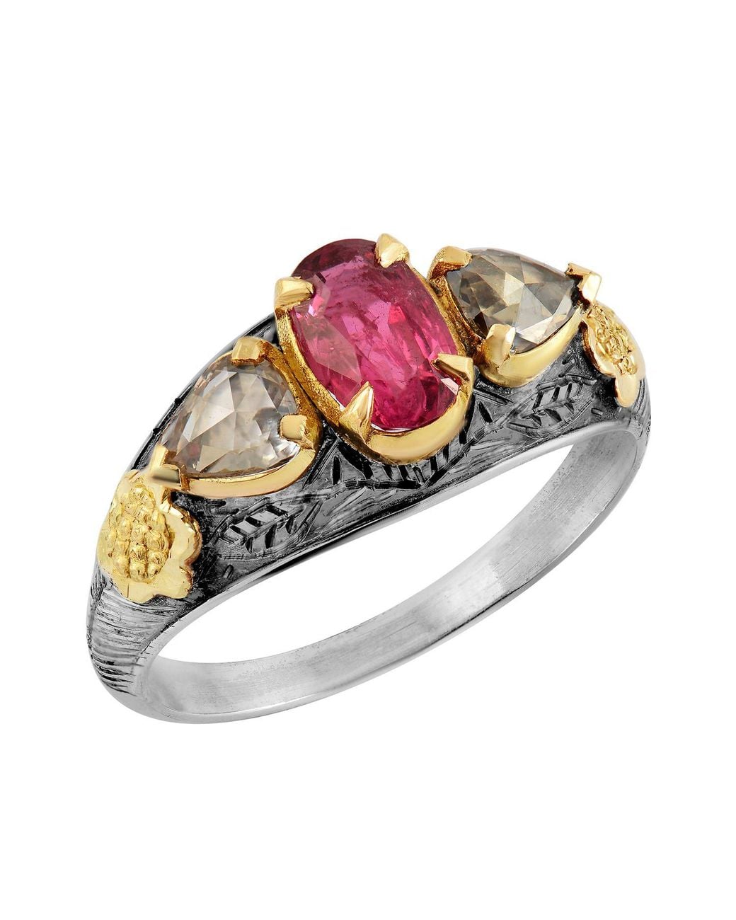Emma Chapman Jewels Burmese Ruby Diamond Mughal Art Ring in Metallic | Lyst