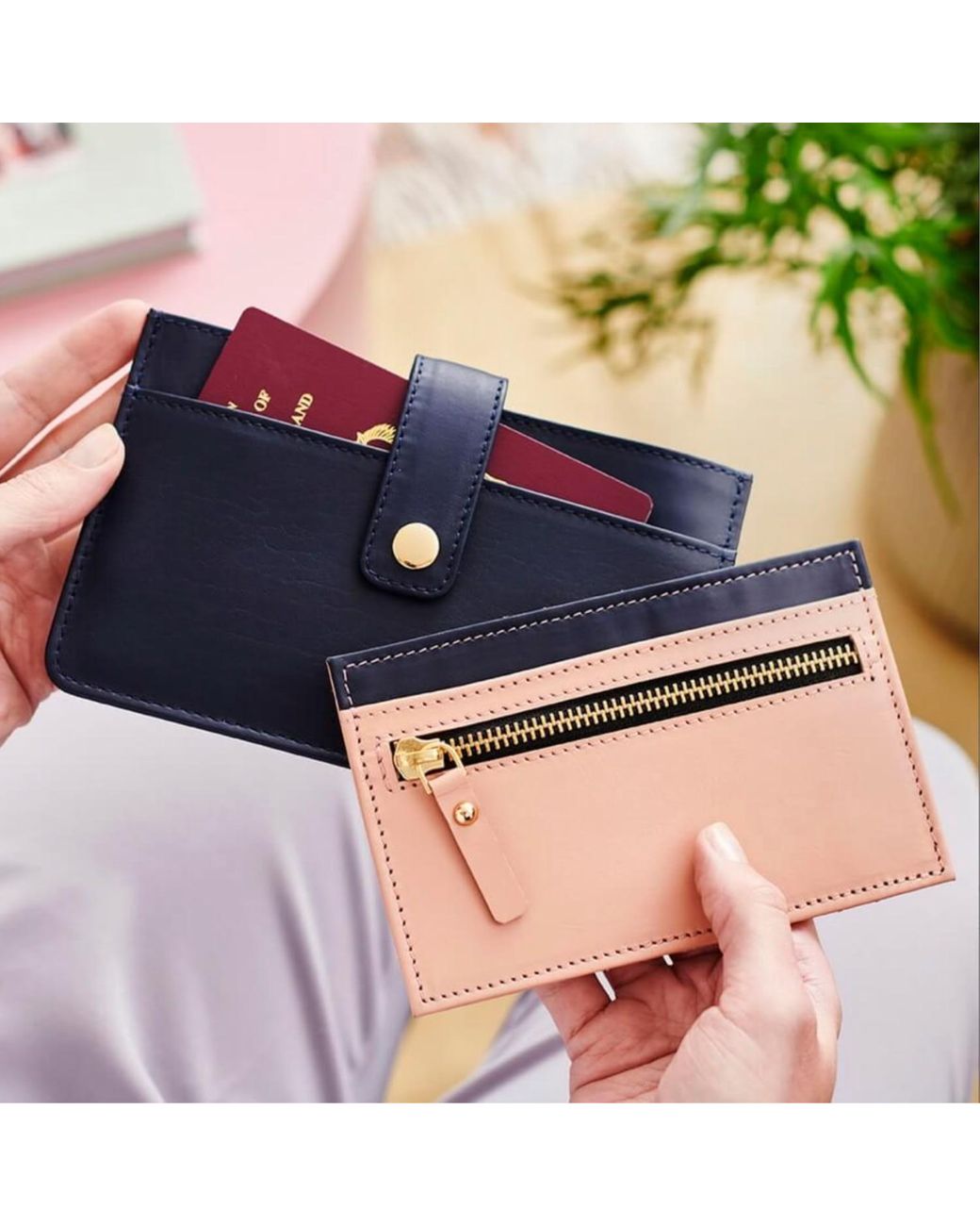 VIDA VIDA Blue Leather Two Part Travel Wallet