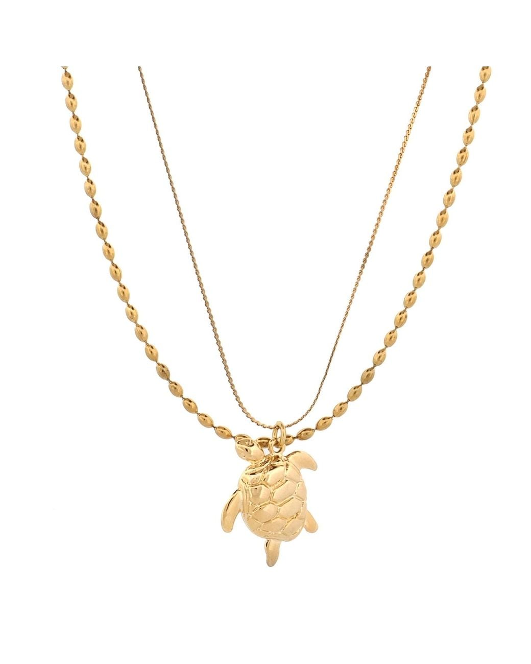 Ebru Jewelry Metallic Sacred Sea Turtle Talisman Layered Necklace