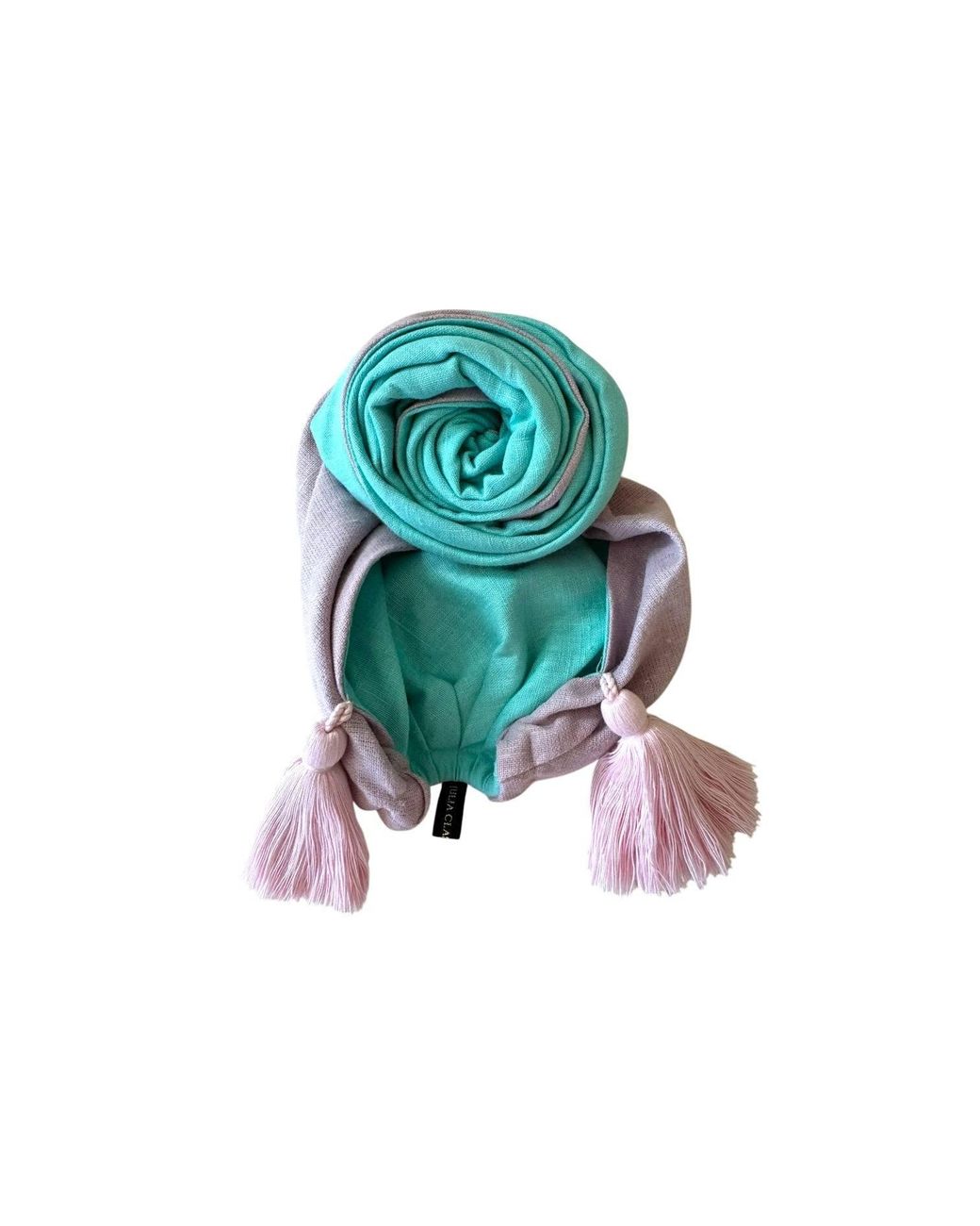 Julia Clancey Green Edith Aqua Reversible Tassels Turban