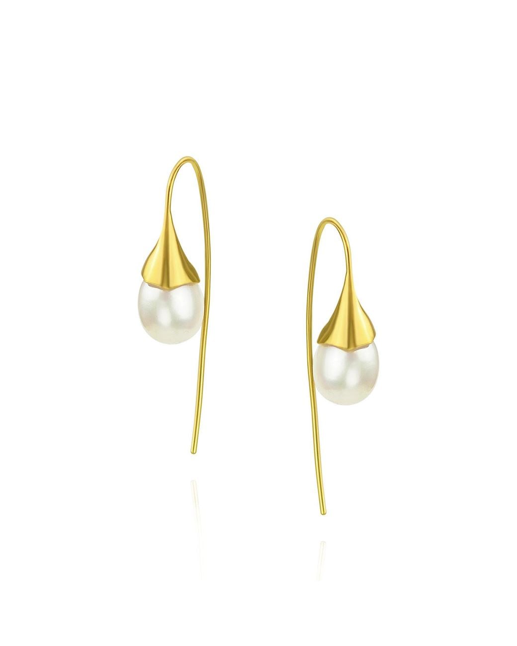 MOUNIR LONDON Metallic Pearl Tulip Drop Earrings
