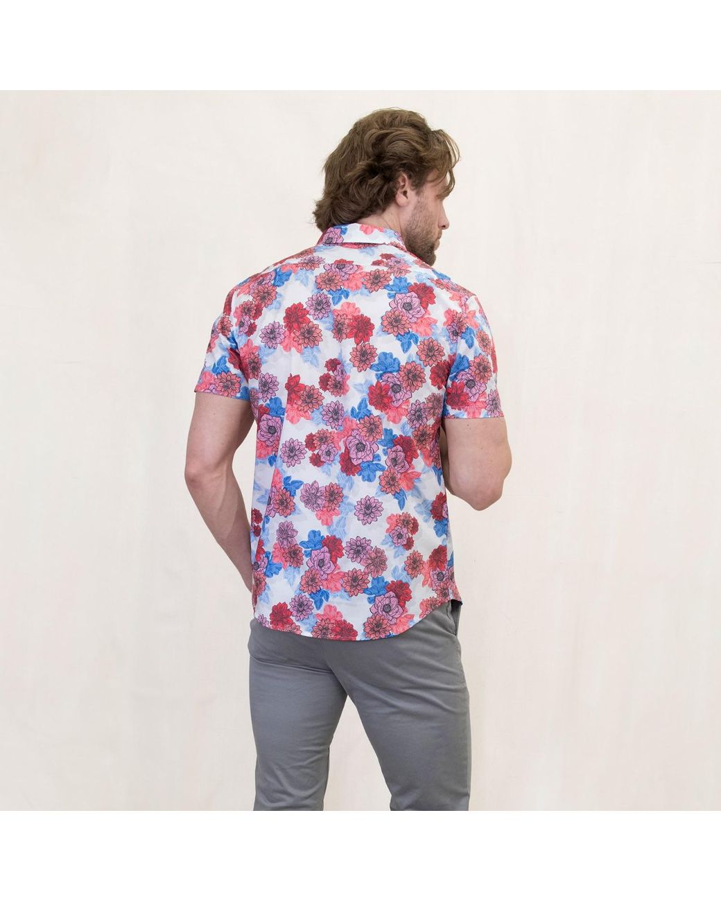 Lords of Harlech Red Tim Snap Floral Shirt for men