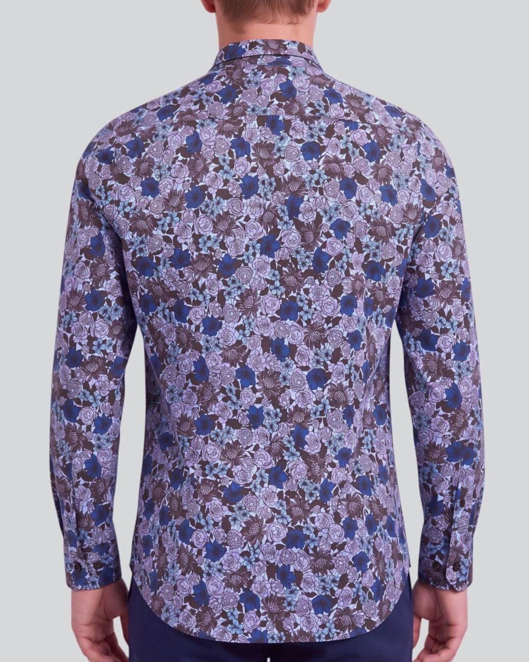 Lords of Harlech Blue Simon Ternberg Floral Brownie Stretch Jersey Long-Sleeve Shirt for men