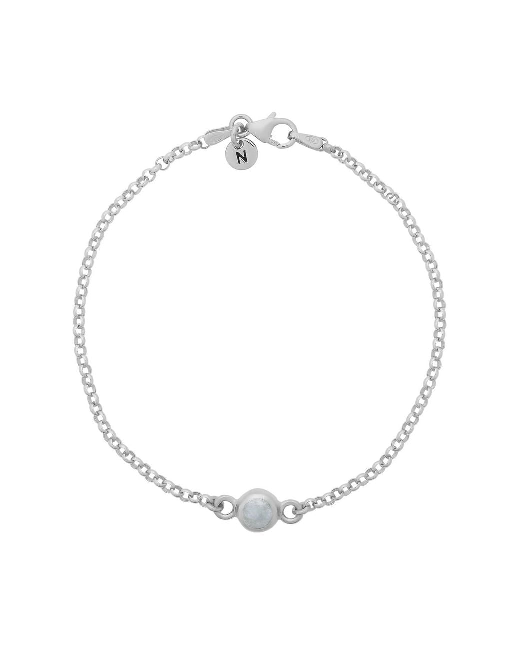 Nellou Jewellery Metallic Aquamarine Birthstone Gem Dot Bracelet Sterling