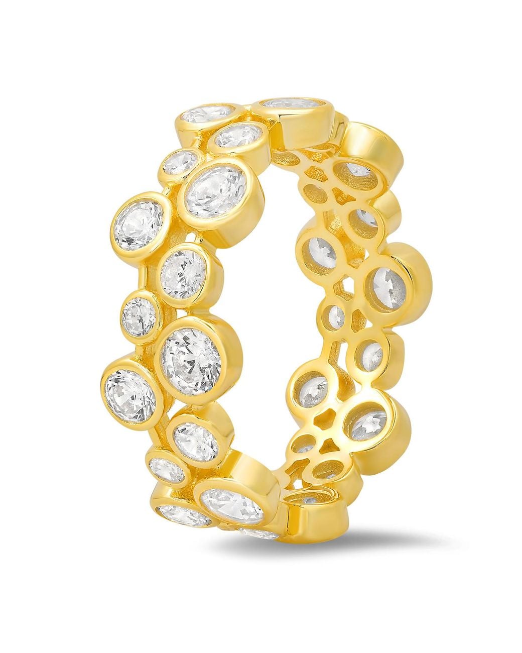 Kylie Harper Metallic Abstract Bezel-Set Diamond Cz Eternity Band Ring
