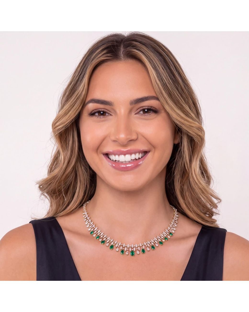 Latelita London Metallic Duchess Emerald Statement Necklace