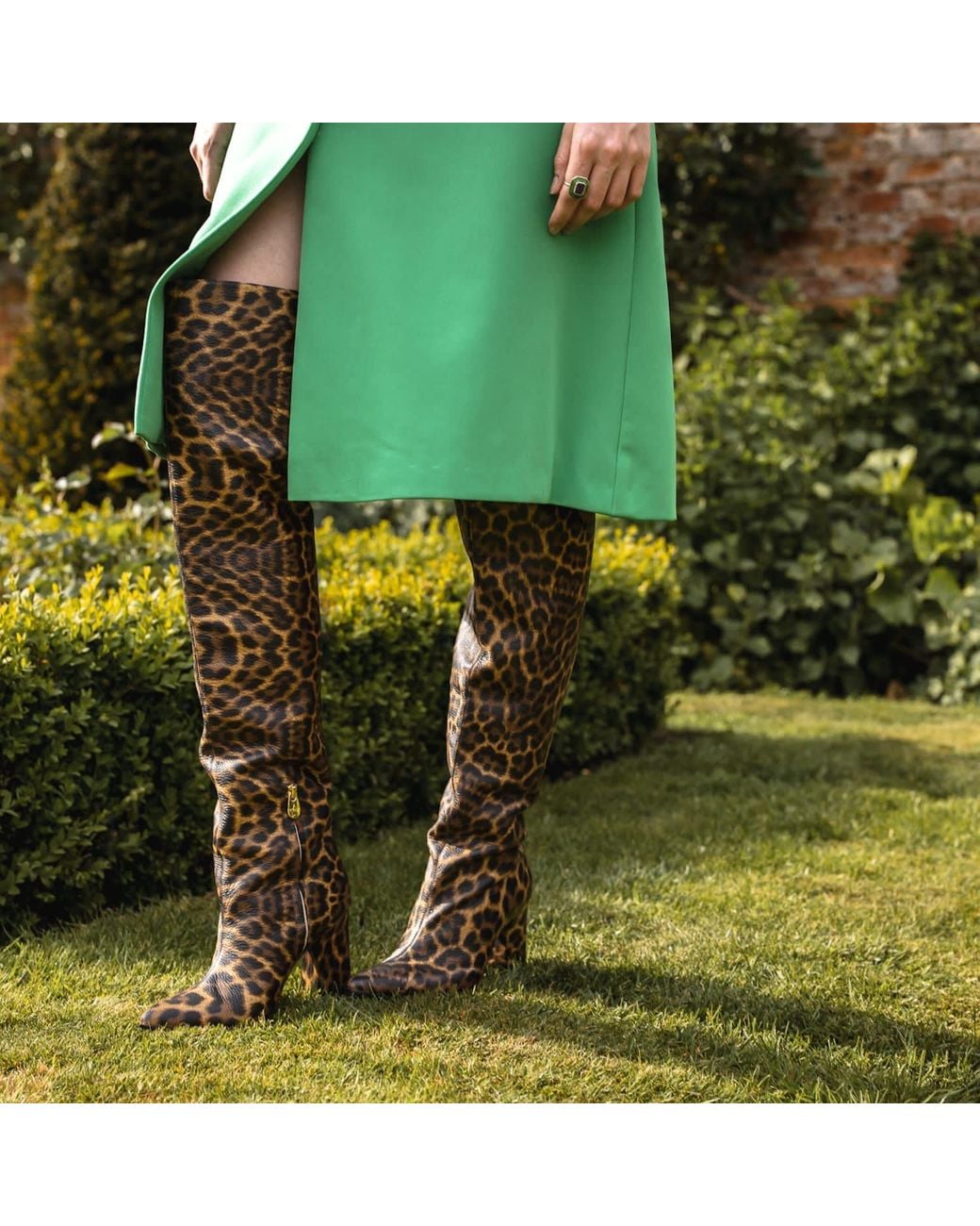 Rosamund Muir London Brown Neutrals Roma Leopard Print Over Knee Boots