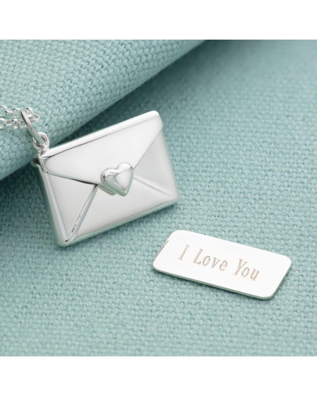 Lily Charmed Metallic Sterling Envelope Charm Necklace With Engraved Insert