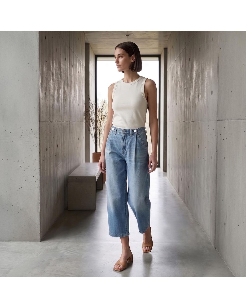NOEND Blue Adeline Cropped Barrel