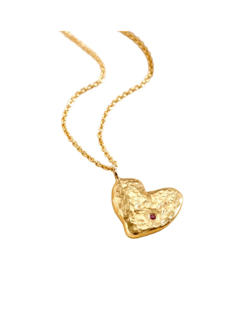 Posh Totty Designs Metallic Ruby Birthstone Chunky Heart Necklace