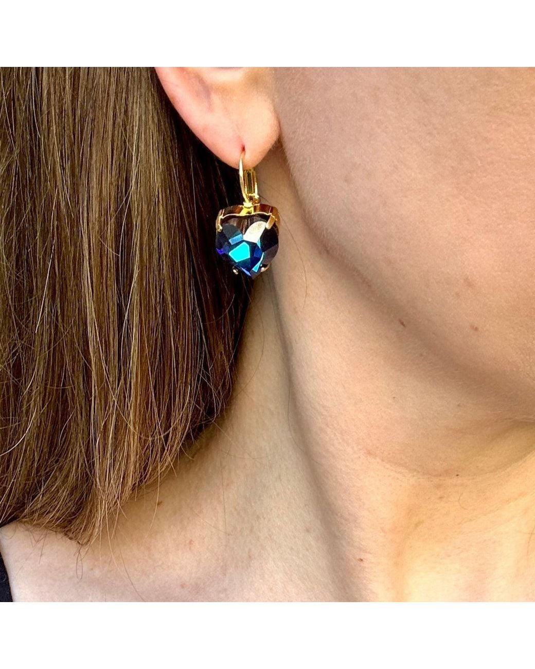 Laura Gray Blue Small Dark Heart Post Earrings