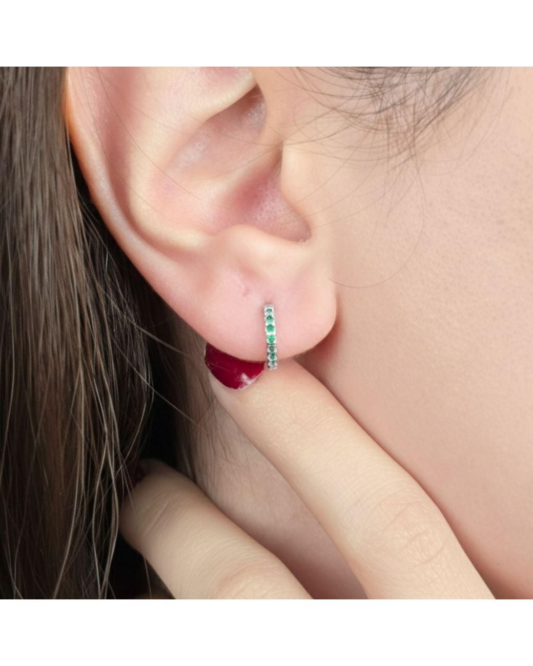 Sophelia Green Emerald May Birthstone Small Huggie Hoops