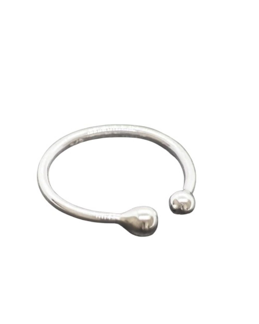 The Jewellery Store London Metallic Adjustable Two Beads Ring