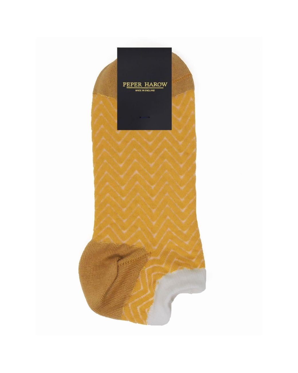 Peper Harow - Made in England Yellow Zigzag Trainer Socks