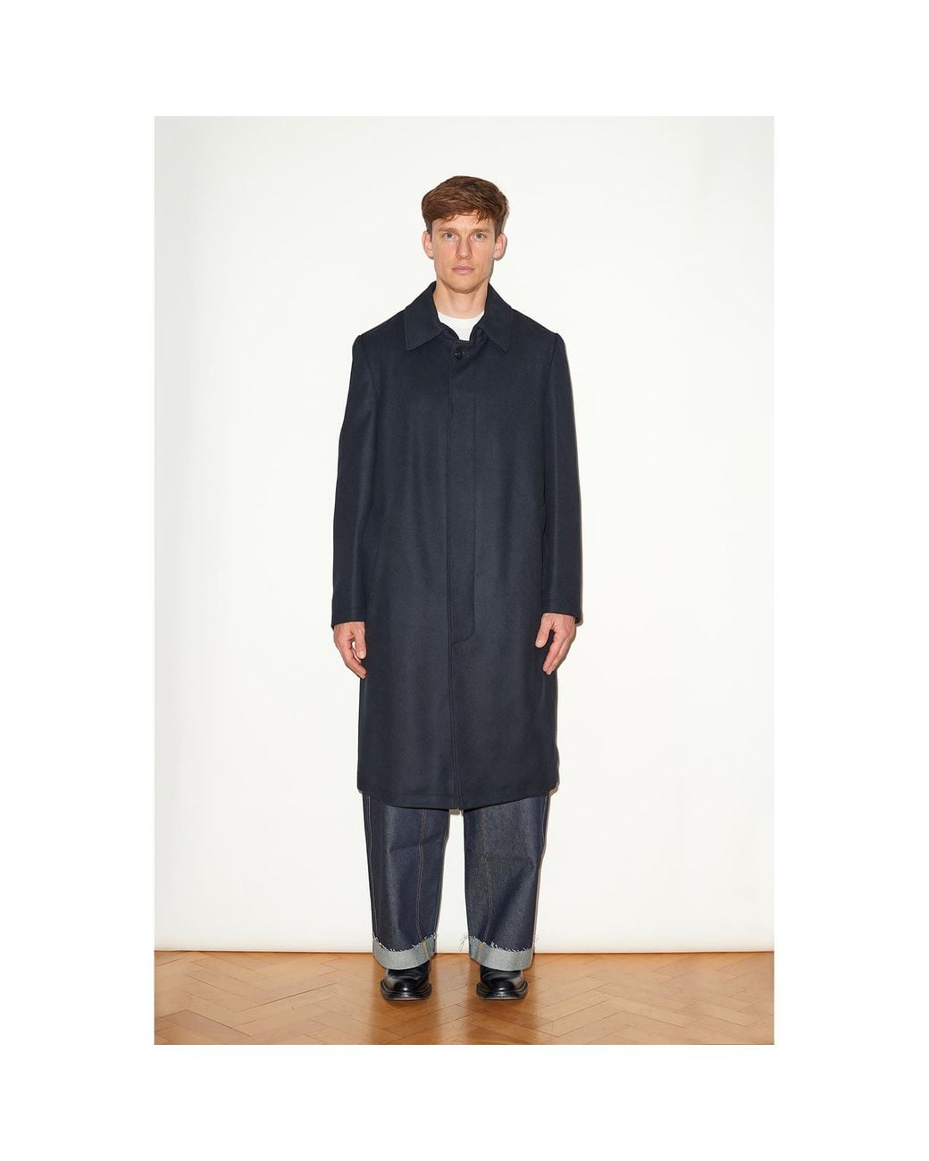 Hegarty London Blue Single Breasted Cashmere Overcoat for men