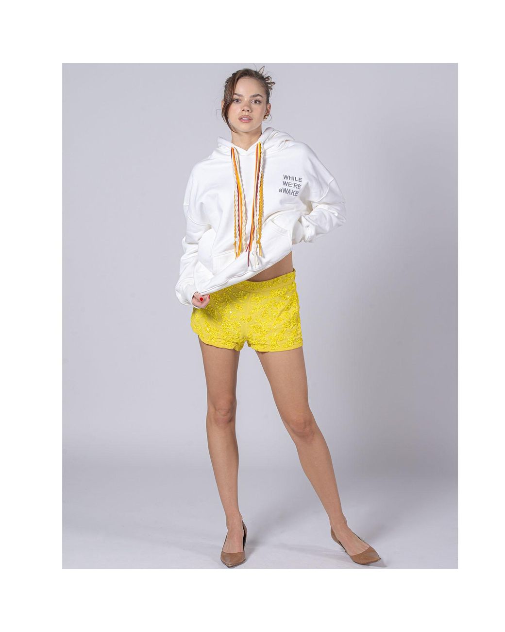 While We're Awake Blue Dark Multi String Hoodie