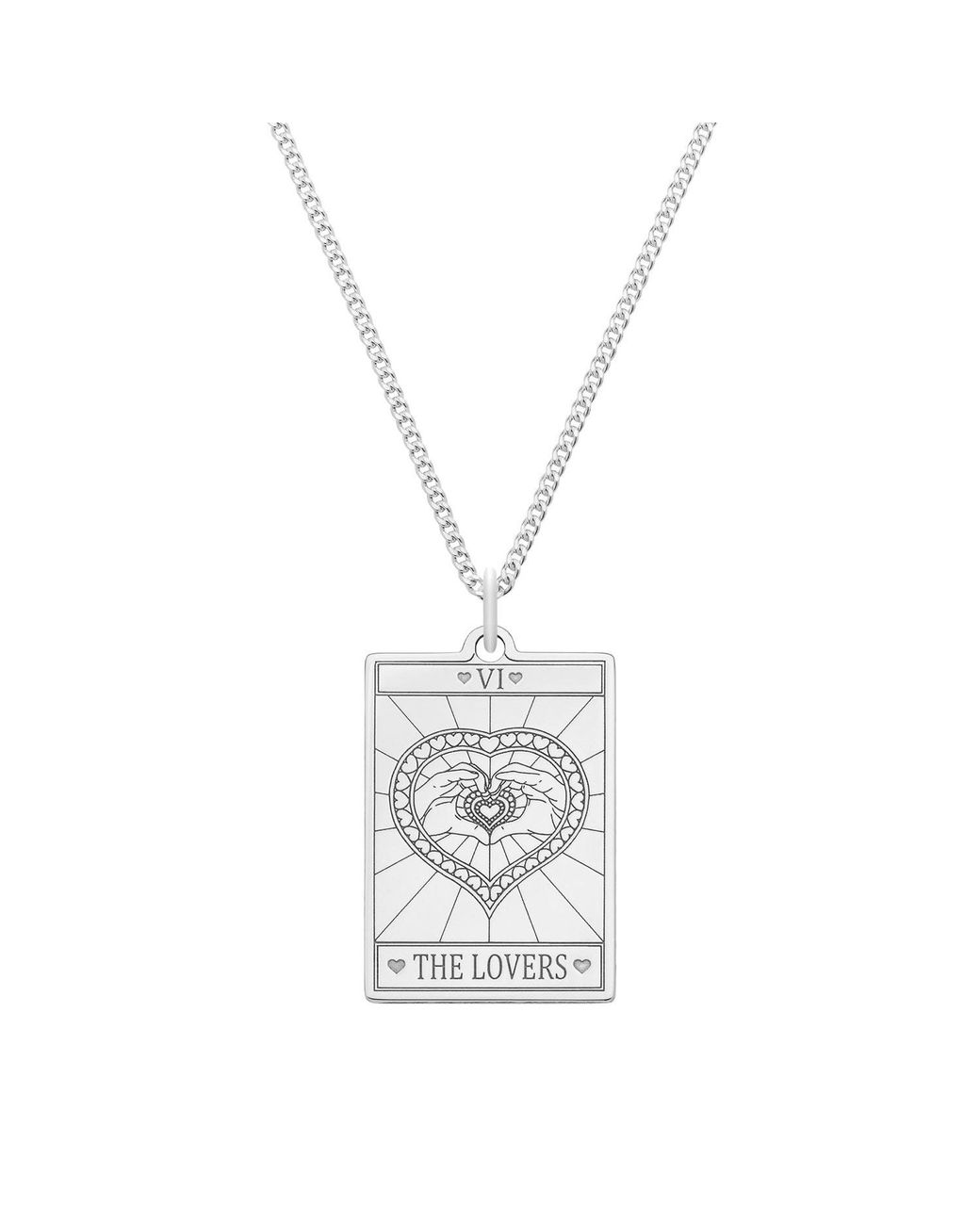 CarterGore White Medium Sterling Silver "the Lovers" Tarot Card Necklace