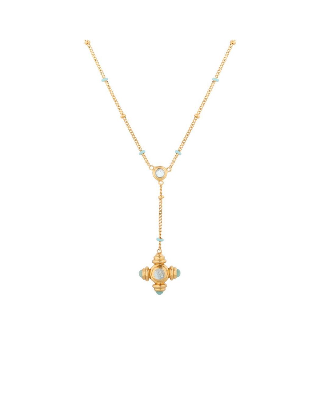 Lulu B London Brown Topaz Cross Lariat Necklace
