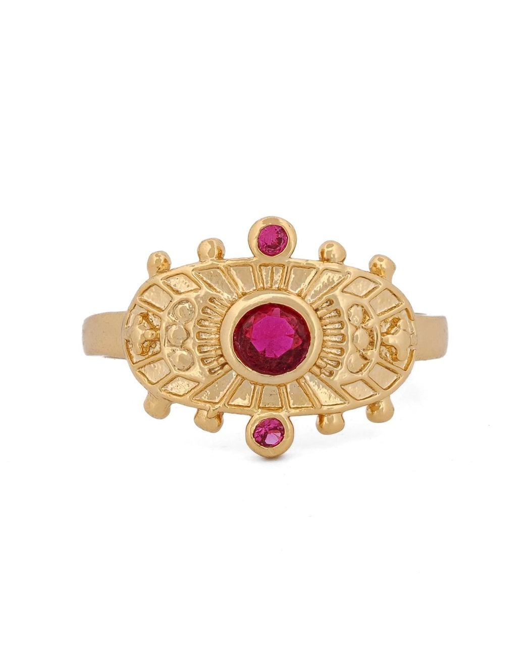 Ebru Jewelry Pink Goddess Cleopatra Ruby & Adjustable Ring