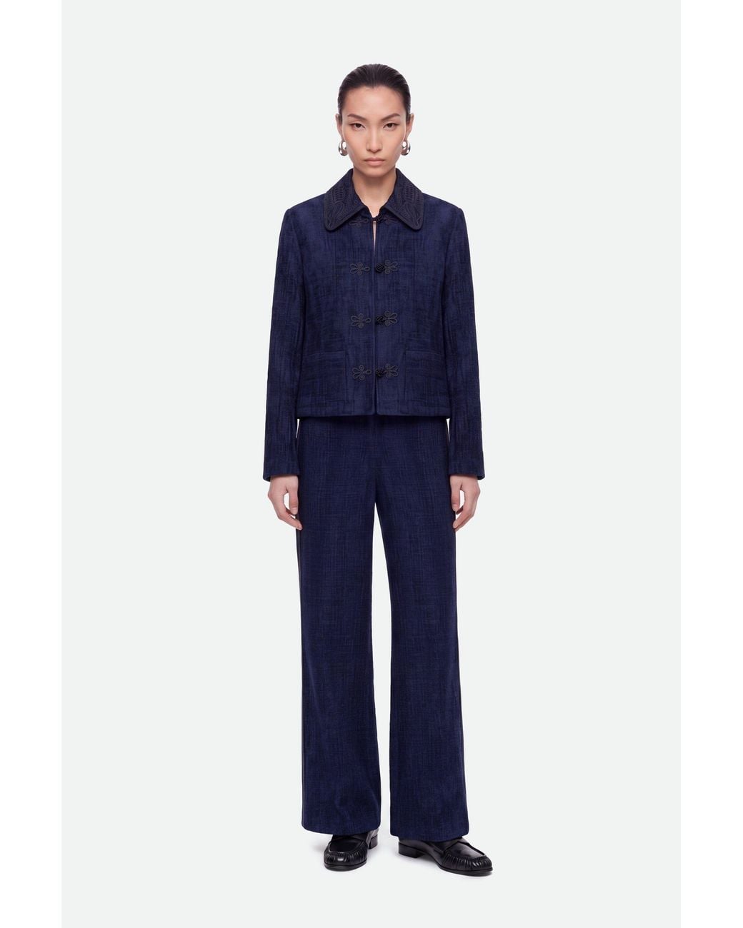 Nocturne Blue Wide Leg Chenille Trousers
