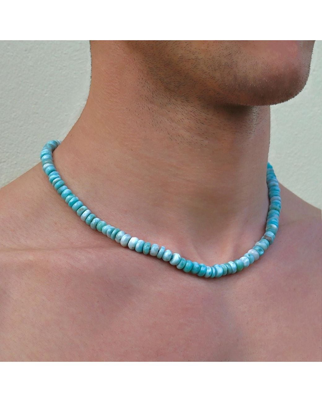 Mineralgems•Studio Blue Ocean- Larimar Necklace For Him