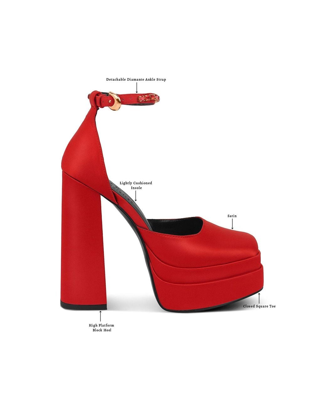 Rag & Co Red Martini Sky High Platform Sandals By Rag & Co