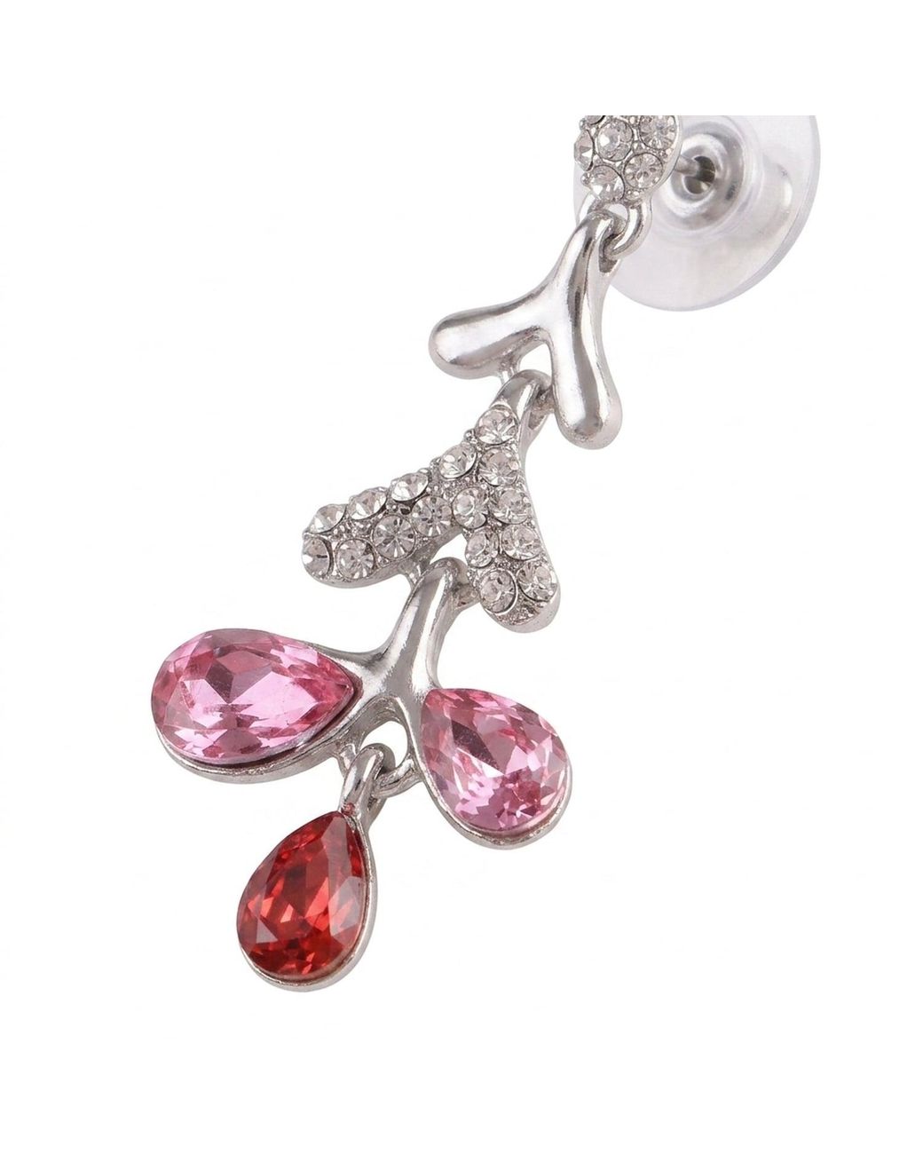 Modenaire White Elegant Drop Earrings With Sparkling Gem Accents