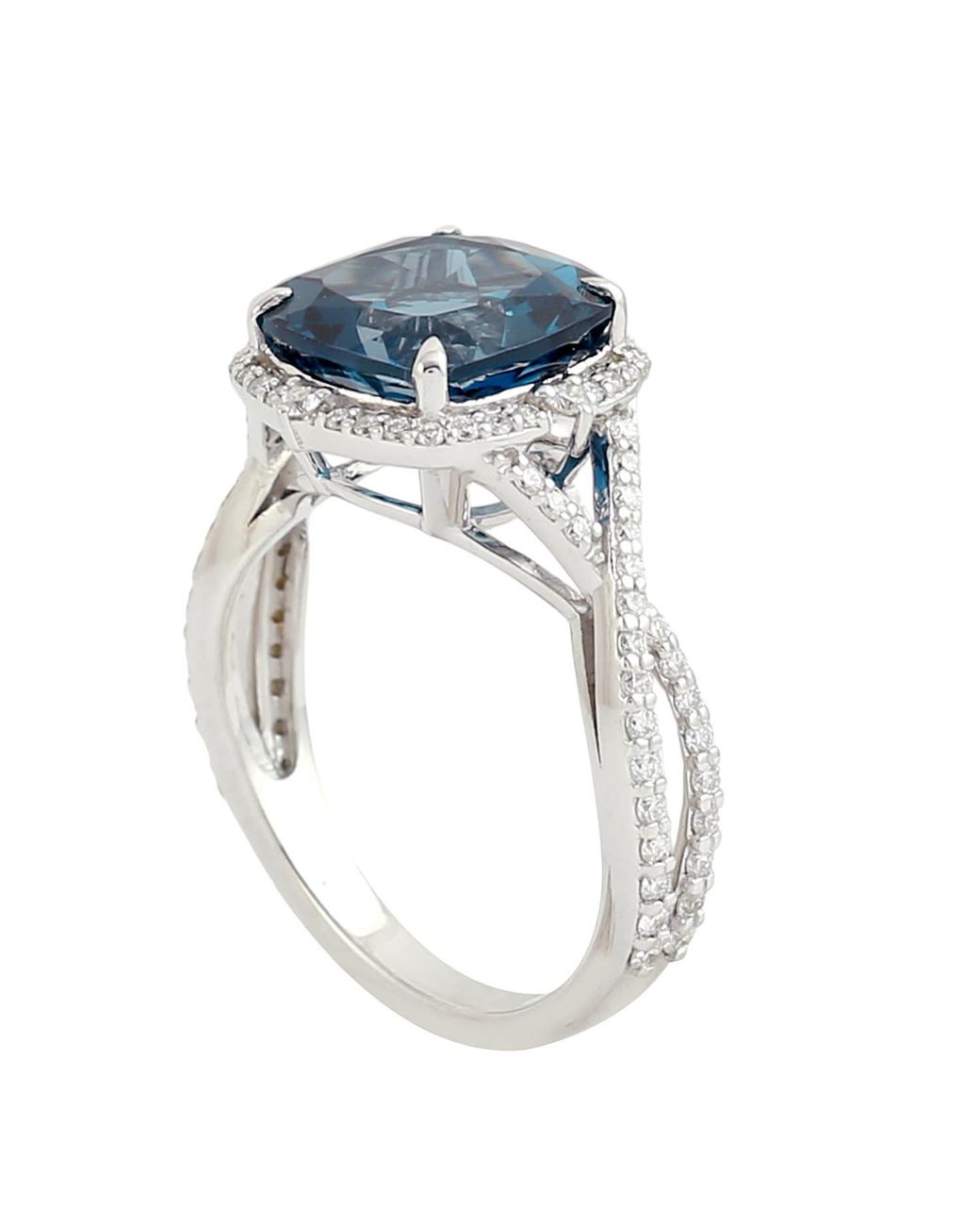 Artisan Blue London Topaz & Diamond Halo Ring