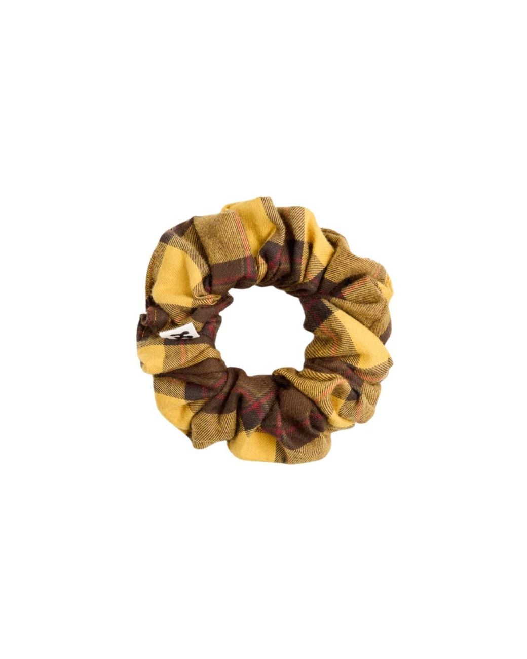 Cafide Metallic Tartan Mustard Scrunchie Hair Tie, Noa