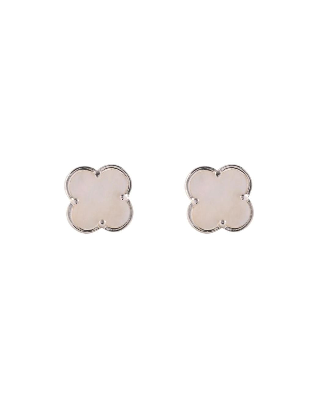 Von Treskow Metallic Clover Mother Of Pearl Stud Earrings