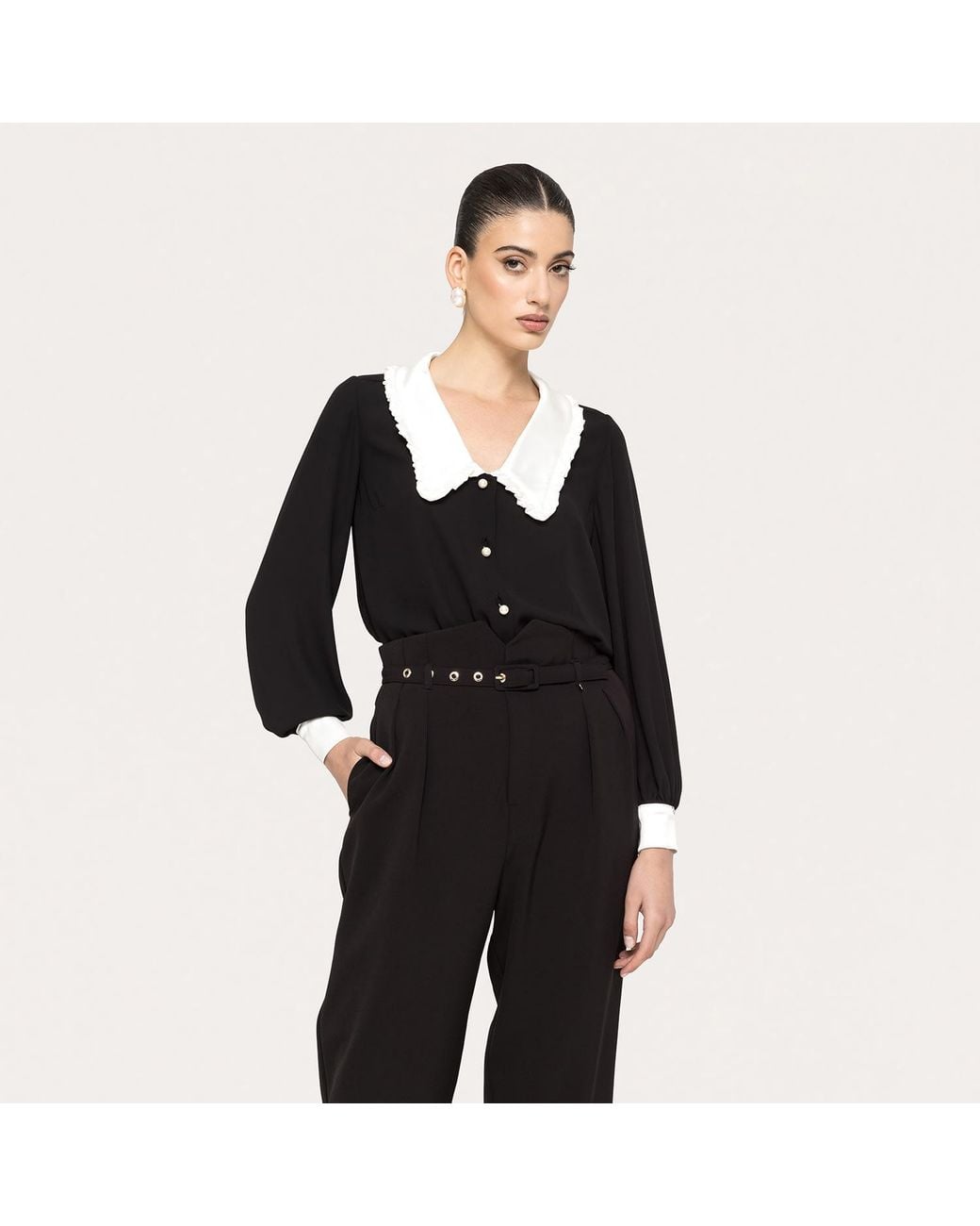 Nissa Black Pearl-Detail Shirt