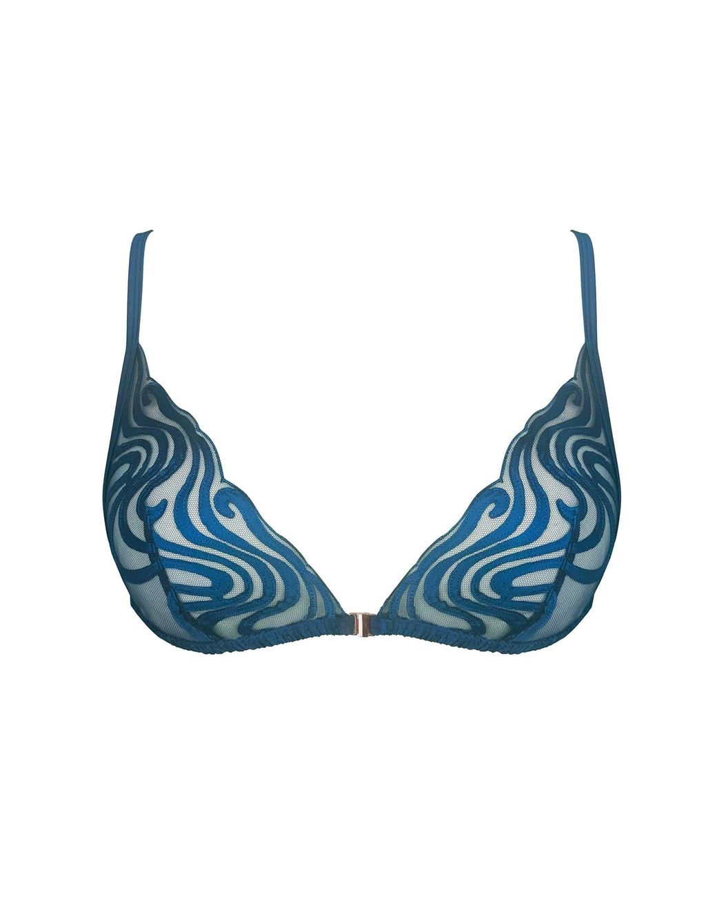 MONIQUE MORIN LINGERIE Blue Echo Triangle Bralette Abyss