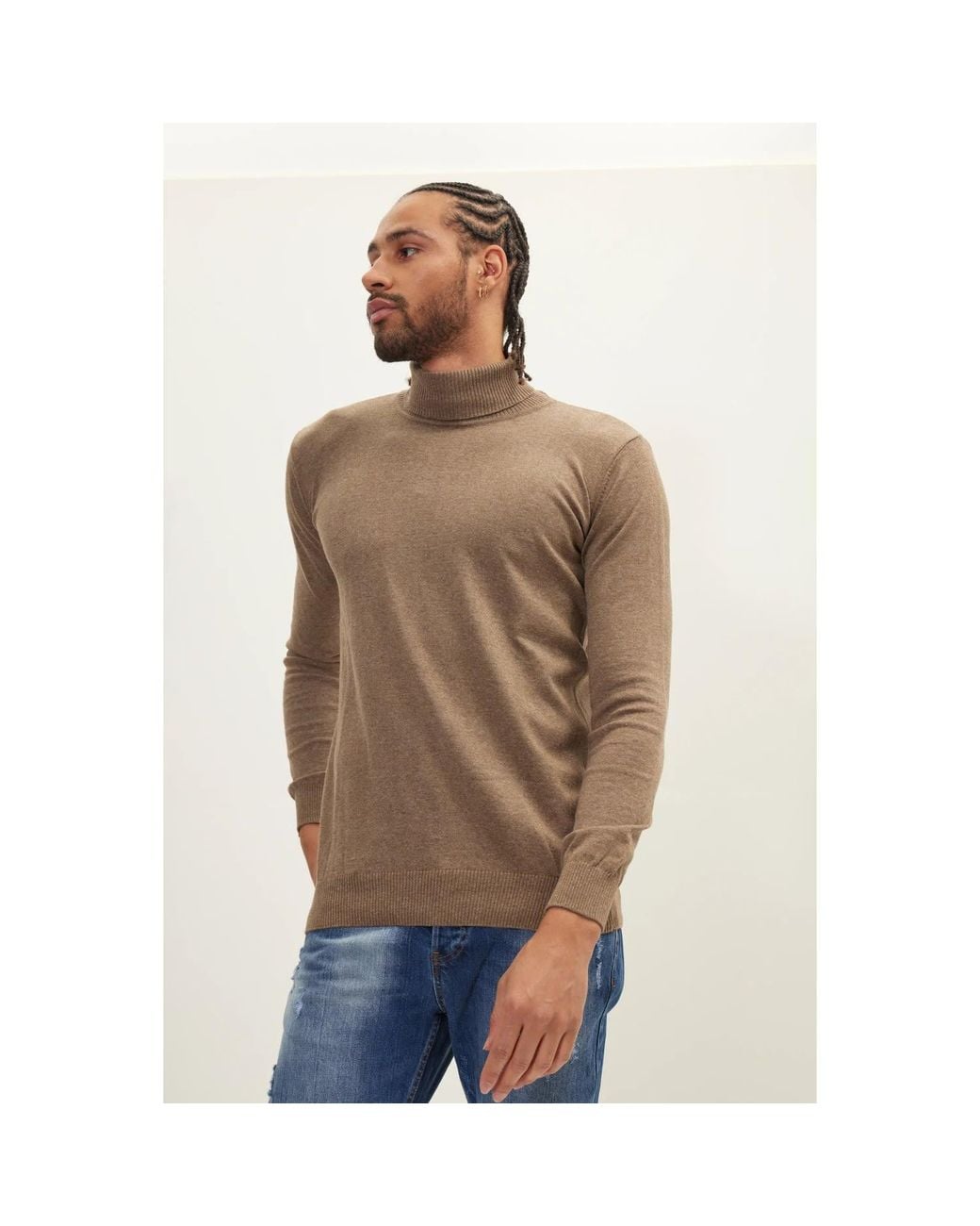 Ron Tomson Brown Neutrals Roll Neck Knit Sweater for men