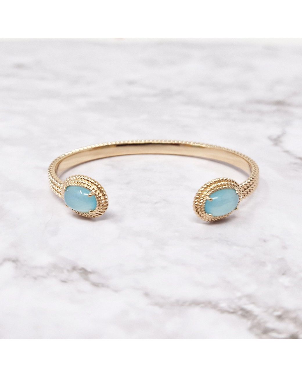 Harfi Metallic Vermeil Plated Agate Gemstone Crystal Statement Bangle