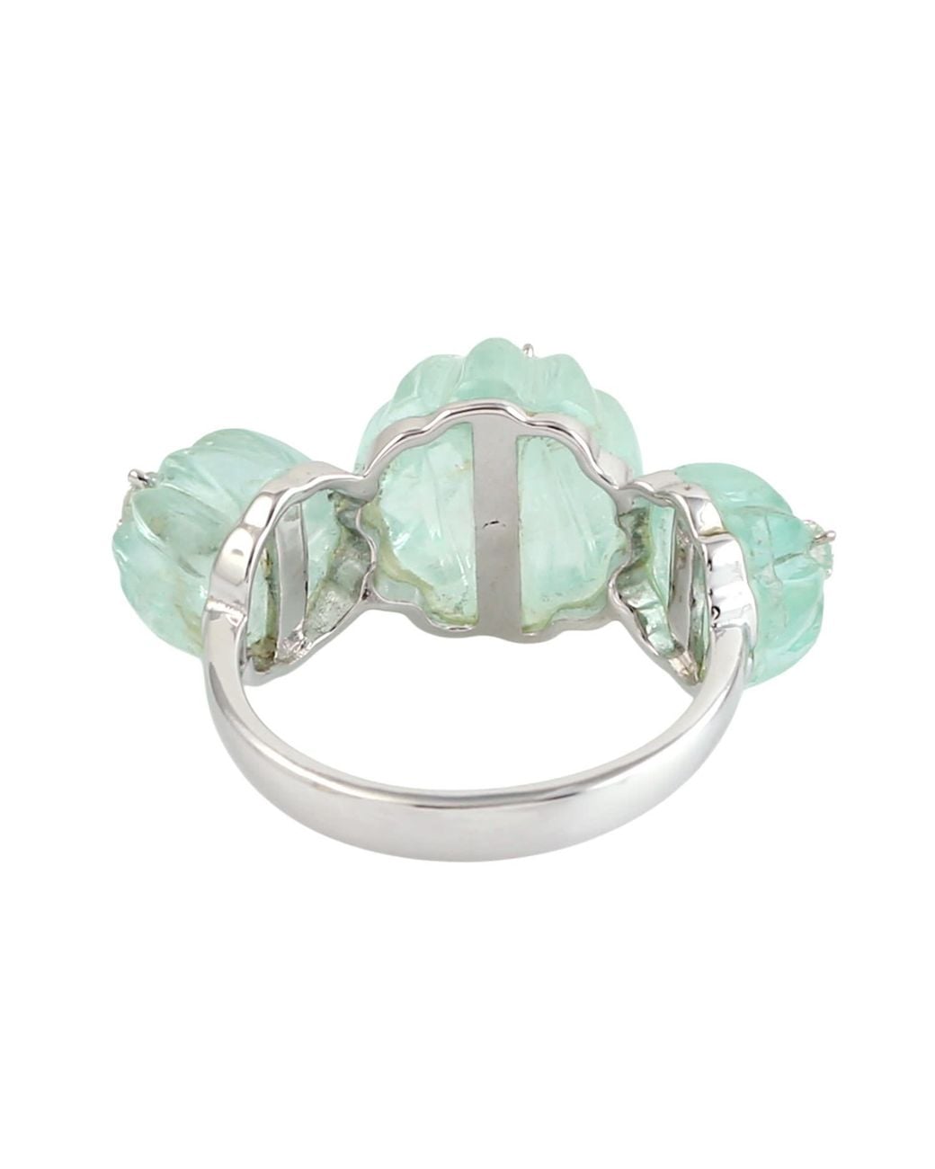 Artisan Green Carved Emerald & Diamond Floral Statement Ring
