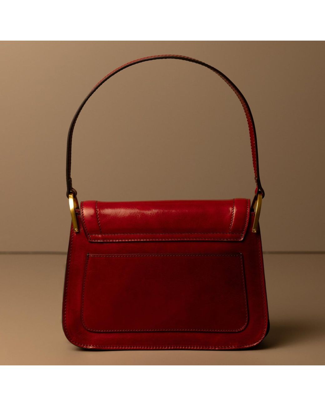Time Resistance Red Leather Flap Bag For