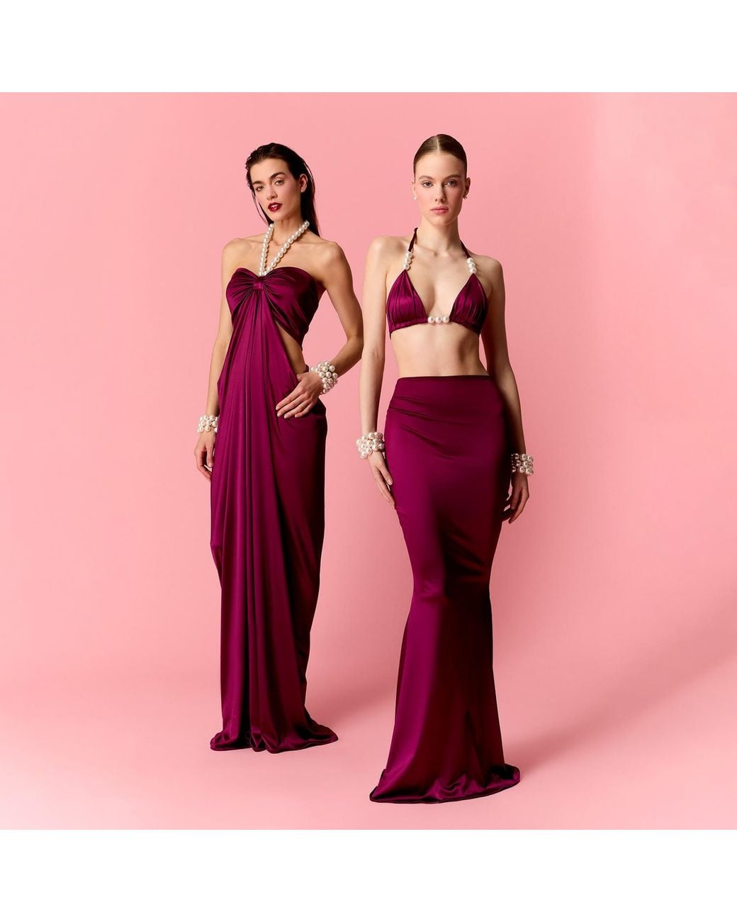 Nur Karaata Red Mermaid Burgundy Skirt