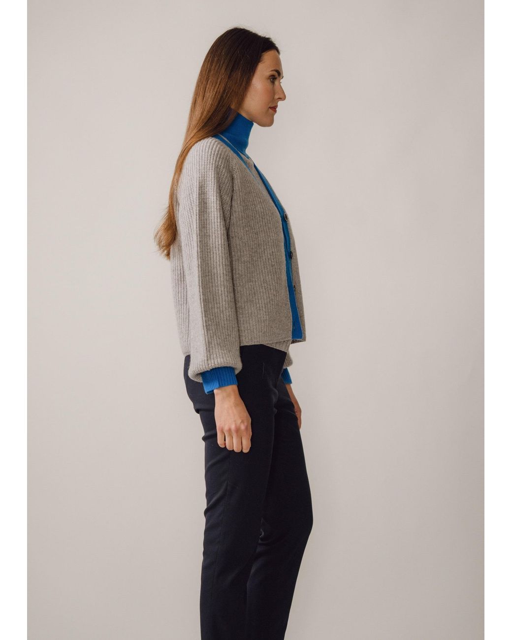 BEIRA Blue Michelle Merino And Cashmere Chunky Knit Cardigan