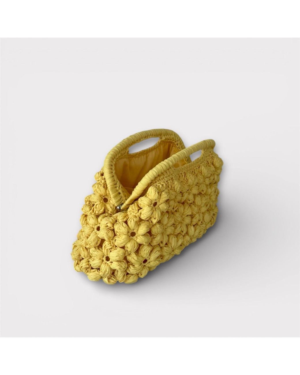 Springmoonatelier Yellow Luxury Handmade Raffia Daisy Crochet Bag – Summer Statement Handbag With Lining And Pocket