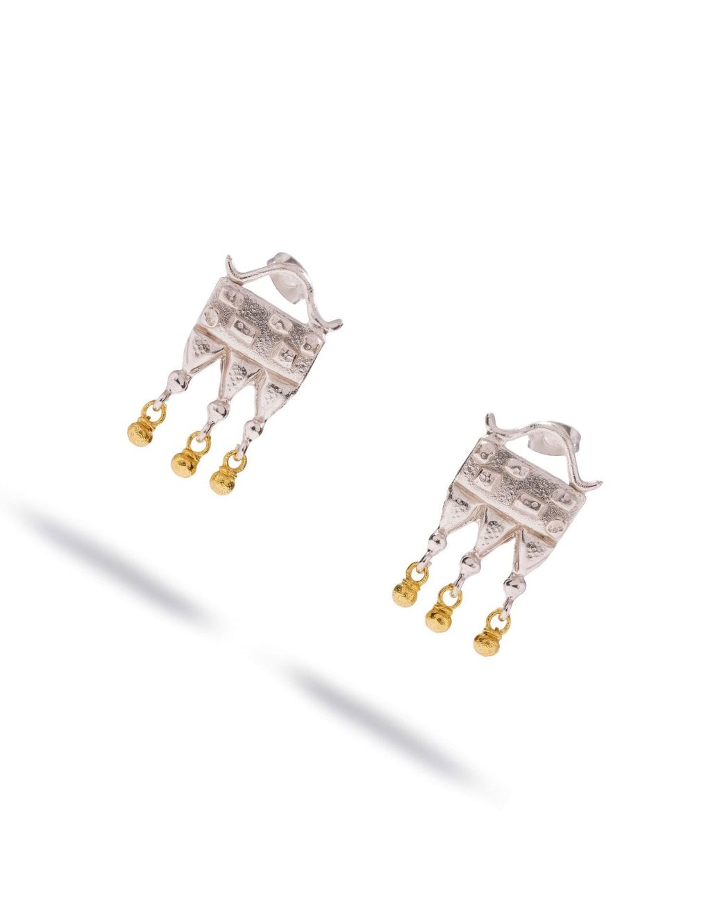 Ebru Jewelry Metallic Mystic Temple Two Tone Statement Earrings