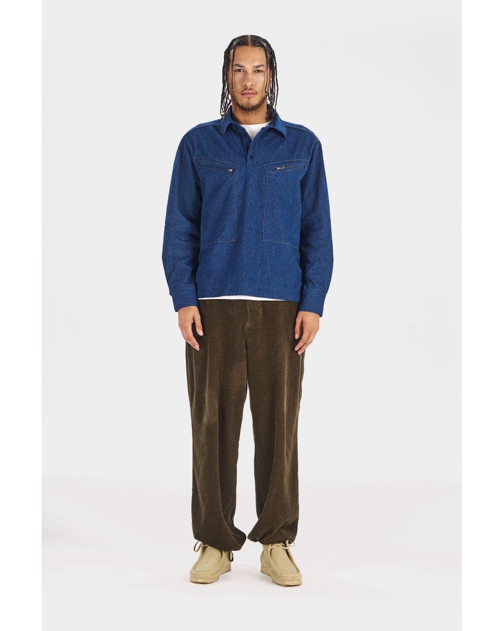 Komodo Green Wayne Organic Cotton Cord Trousers for men