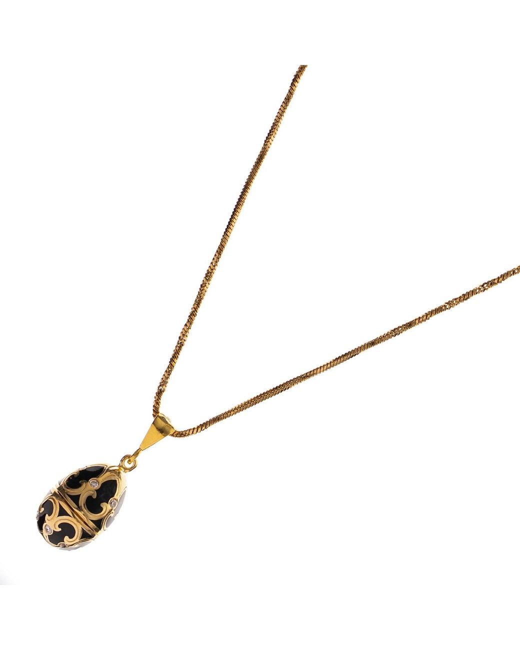 Ebru Jewelry Metallic Lucky Clover Enamel Egg Necklace