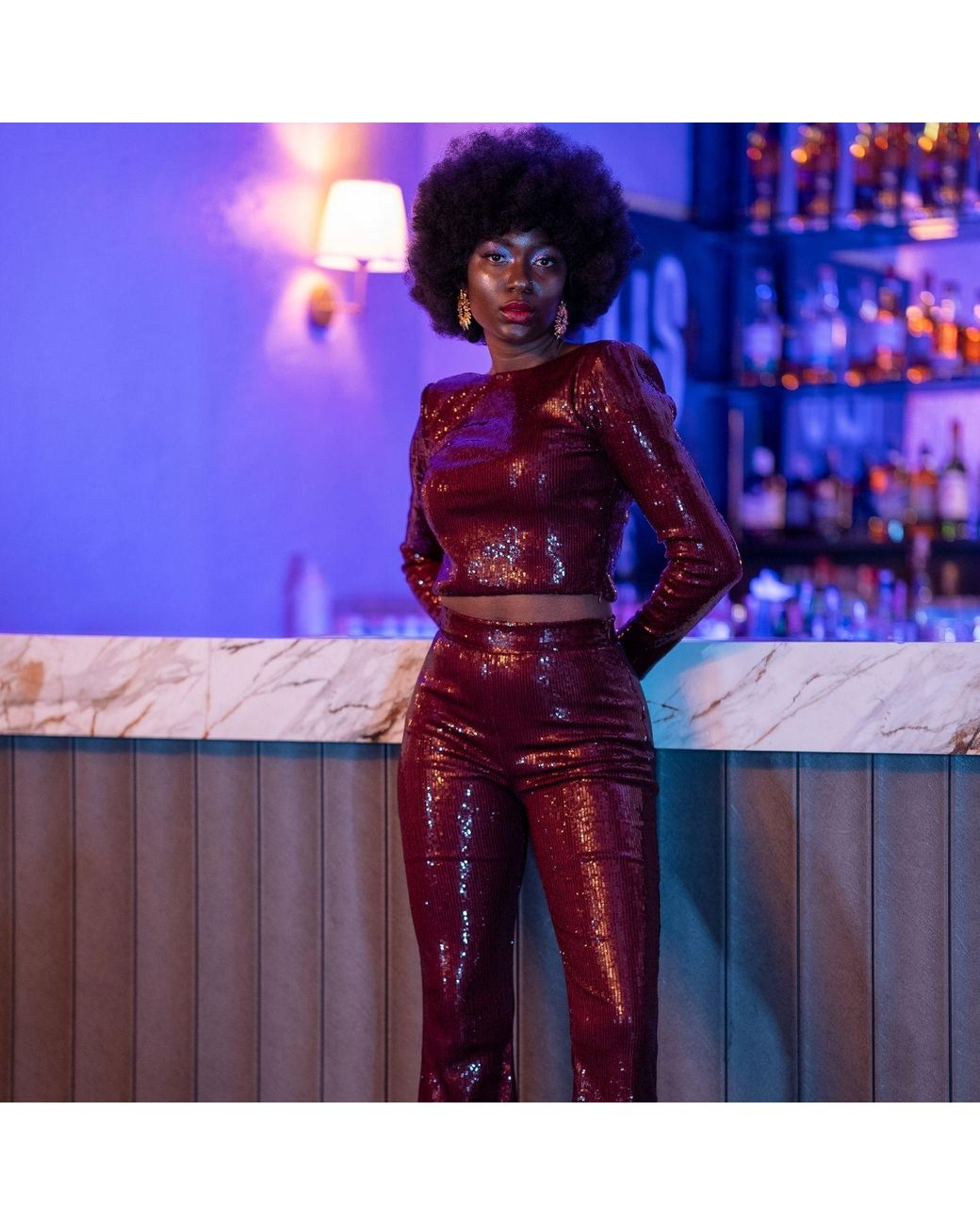 Thisisu Collection Red Sylvie Sequin Crop Top