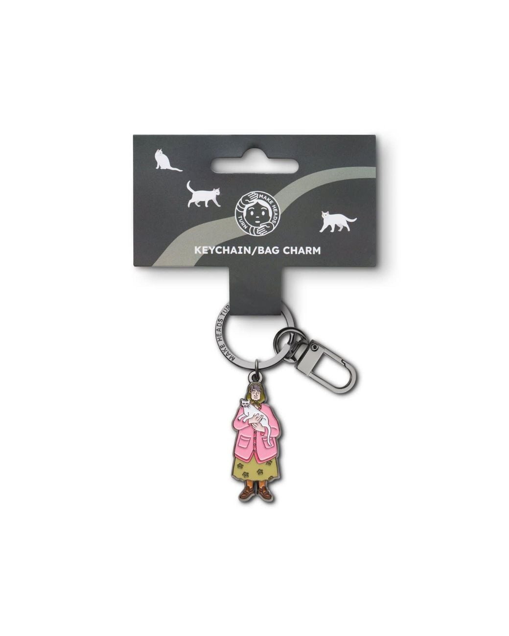 Make Heads Turn White Enamel Keychain & Bag Charm Grandma
