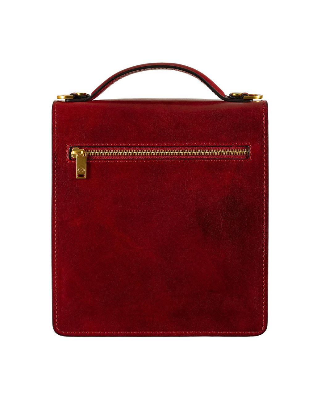 Time Resistance Red Small Leather Briefcase For