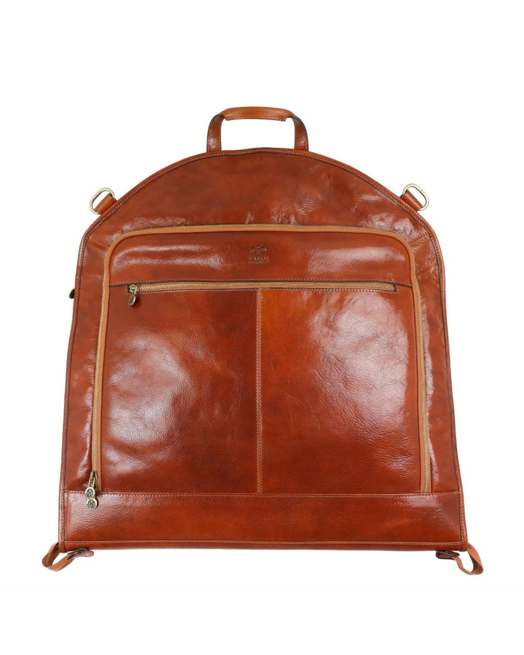Time Resistance Brown Cognac Leather Garment Bag for men